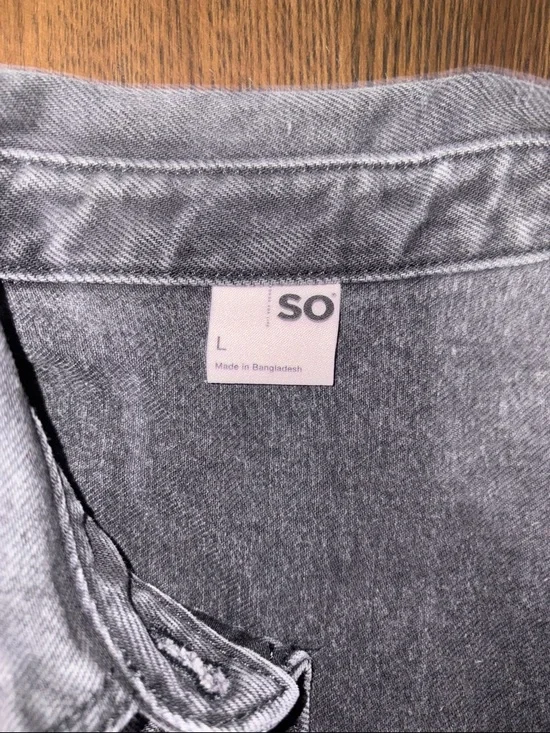 Cropped Gray Denim Jacket with Front Pockets size L - Picture 2 of 6